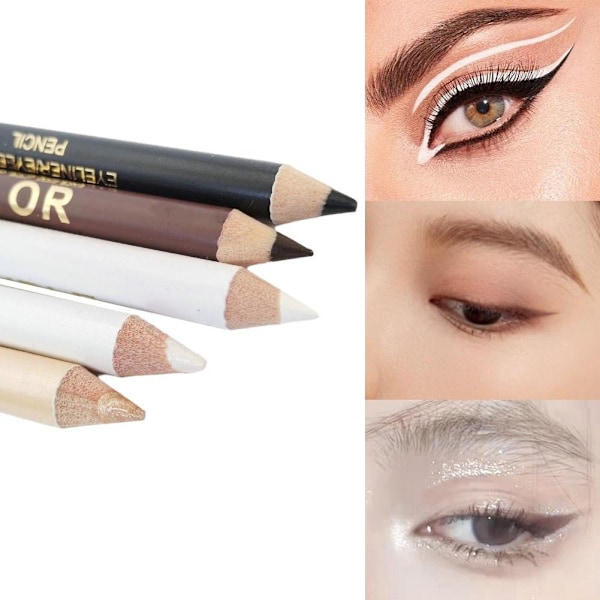 2-i-1 Eyelinerpenna Vattentät Mjuk Långvarig Dubbelanvändning Svart Eyeliner black+white 1.1g