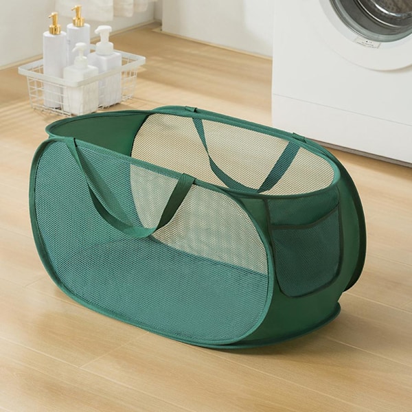 Transparent Mesh Tvättkorg Bärbar Smutsig Leksaksförvaringskorg Tvättkorg Ihålig F7c6 grey 1set