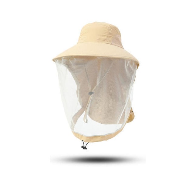 Fiskehatt för utomhusbruk med meshmask, myggsäker, solskydd, ventilerande' Khaki 1pc
