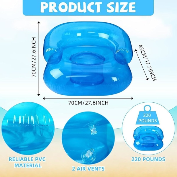 Uppblåsbar Poolsoffa AirSeat Strandpool Spelsäte PVC Strand Sol A5 Blue Aldult