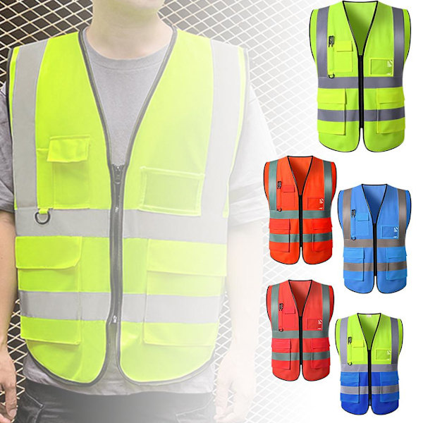 1 st Reflexväst HÖG SYNLIGHET ARBETE VÄST SÄKERHET REFLEKTERANDE I1T2 Fluorescent yellow Mesh fabric