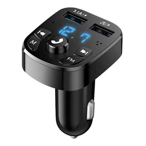 Bluetooth version 5.0 FM-sändare Bilspelar-kit Kort Billaddare Snabb med QC3.0 Dubbel USB Voltmeter & AUX IN/UT DC 12/24V