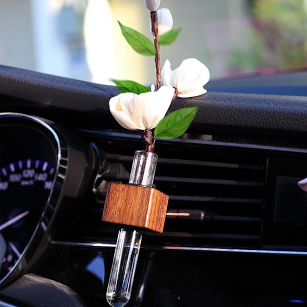 Bil Luftventil Blomvas Klämma, Bil Förökningsvas Ventilklämma, Retro Trästativ Växthållare, Bil Förökningsvas Ventilklämma, Klämmor till Alla Ventiler BrownB Square 2pcs