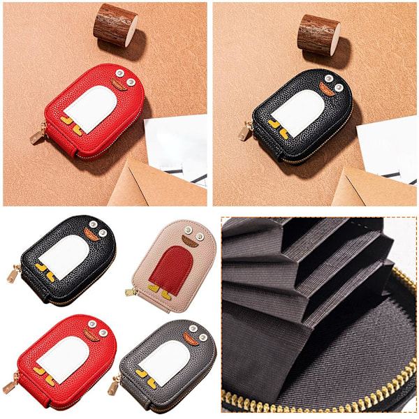 1X Tecknad Pingvin Visitkortshållare PU Myntbörs P1F7 2024 Söt Plånbok S8H6 black ONE-SIZE