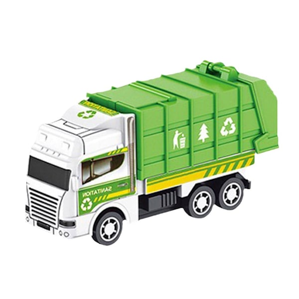 Leksaksbil för barn, drag tillbaka, legeringsfordonsmodell, ingenjörsbil, sopbil, för barn Y9n8 green B one-size