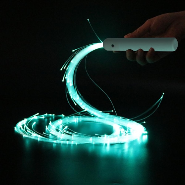 RGB LED Fiber Optic Whip-360° Vridbar Ljusstark Flow Toy Rave Hot Y7 Macaron green handle one size