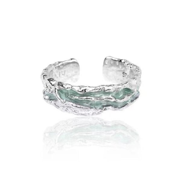 Blå Våg Armband Ring Nisch High-end Design Armband Mode Ring Mångsidigt Par W3J6 D 1pcs