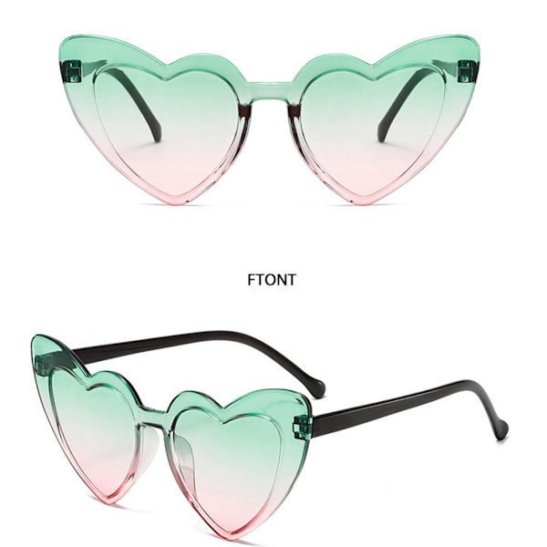 Hjärtformade Solglasögon Dam Mode Oversize Shades Glasögon Sommar Solskydd Resa I2r7 Tea One size