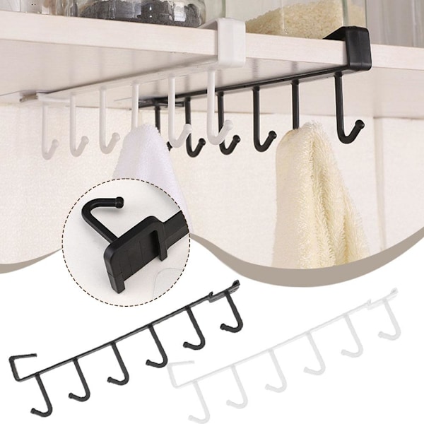 Sömlös Köksförvaringshylla för Hemmet Spikfri Hängande Utrymmesbesparande Krok Garderob Smide N3g3 white 1PC