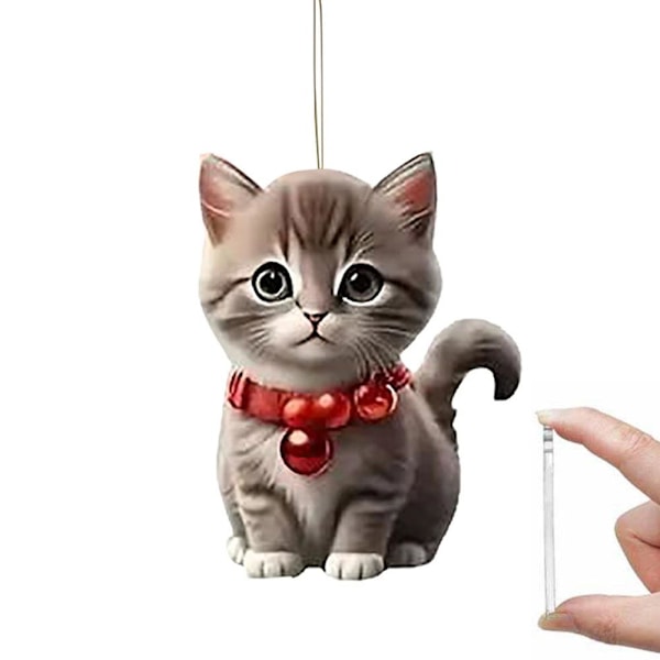 2024 Kattprydnad för Julgran, Julkatt med Tomteluvor Hängande Hänge, Akrylhänge 2D Julkatt Prydnader, Julgran 4 1pcs