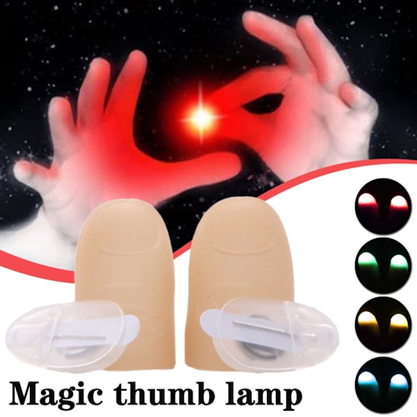 2x Magiska lysande blinkande tummar fingrar trick som dyker upp på nära håll - I7W5 red one-size