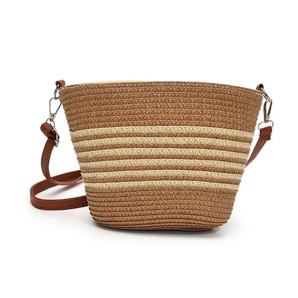 Enkel Retro Sommarvävd Crossbody Väska för Dam, Mångsidig Modeväska Axelremsväska E2d4 Khaki&Beige One size