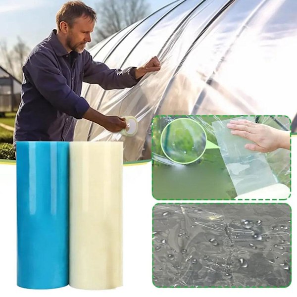 Extra Stark Polytunnel | Reparationstejp för växthus | Polyeten | Klar eller Blå UK transparent 30cm*10m
