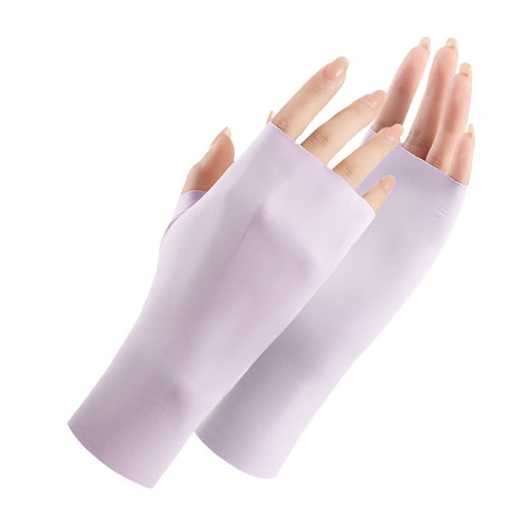 Kvinnor Fingerless Gloves Sommar UV-skyddshandskar Ice Silk Su purple one size