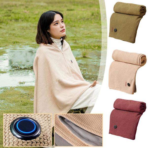 Bärbar Värmesjal, Bärbar Mjuk Elektrisk Uppvärmd Filt Sjal Varm beige one