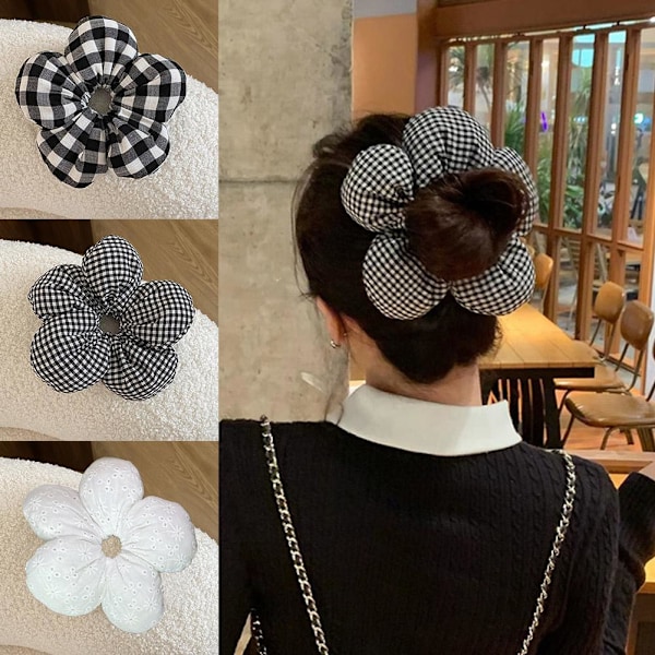 Vit spetsfylld svamp kolon scrunchie fransk huvudbonad F5T3 E7C6 U7V7 V7X4 C 1pcs
