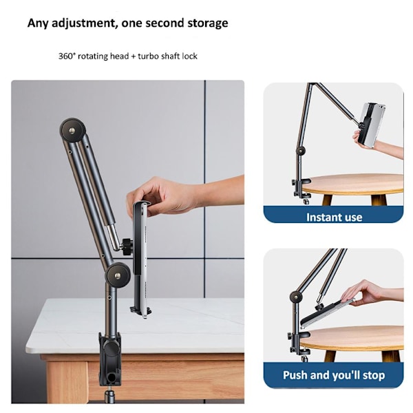 360° Roterande Lång Arm Skrivbord Säng Telefonhållare Ställ Lazy Mount Tablet T3V8 L2P2