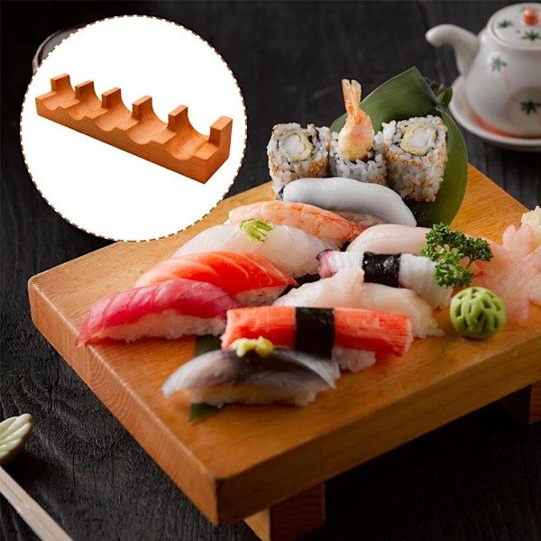 Sushi Taco-hållare i trä, U-formad Sashimi-tallrik, Sushi Hand Roll-hållare Sushi Display Rack Serveringsbricka, Sushi Serveringsbräda Taco Display S three-compartment 1pcs