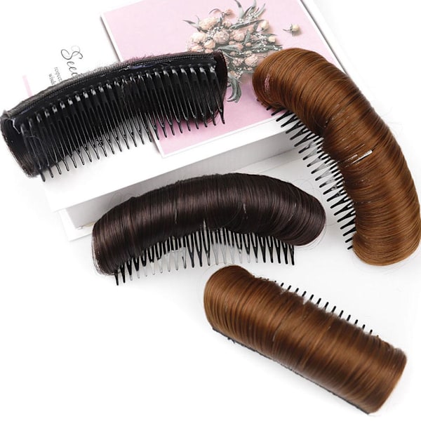 Magisk Osynlig Hårvolym Ökning Hårknut Maker Fluffig Svamp Pad Kam Puff C4T9 dark brown 12cm/4.72 inch