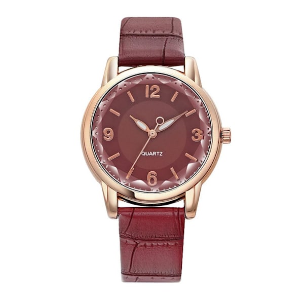 Nytt Mode Casual Dam Quartz Klocka PU Läder Färg Armband Flicka Urtavla Klocka Studentpresenter O0X5 Red One size