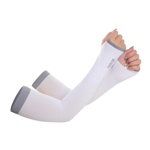 1 par UV-skydd Kylande Arm Sleeves Halkfria Is Silke Armskydd för. white 1size