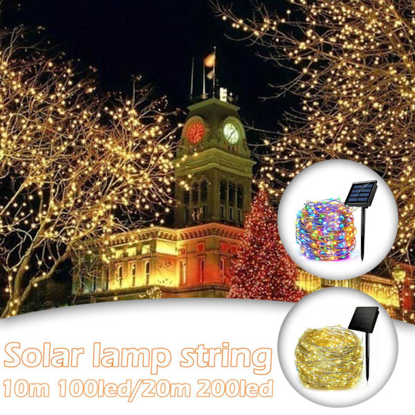 Utomhus Solcellsslinga 100200 LED Fairy Garland för Trädgårdsfester Hot E3B2 Multi-color 20m
