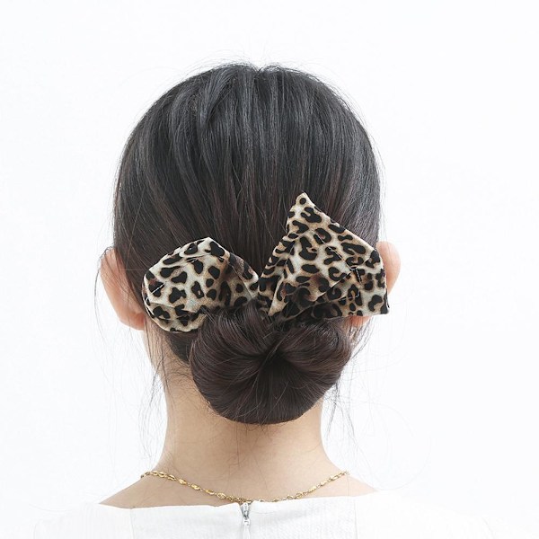 Kvinnor Lazy Hair Curler Magic Bun Maker Styling DonutBow Band Former Twist ♤♤ black polka dots one-size