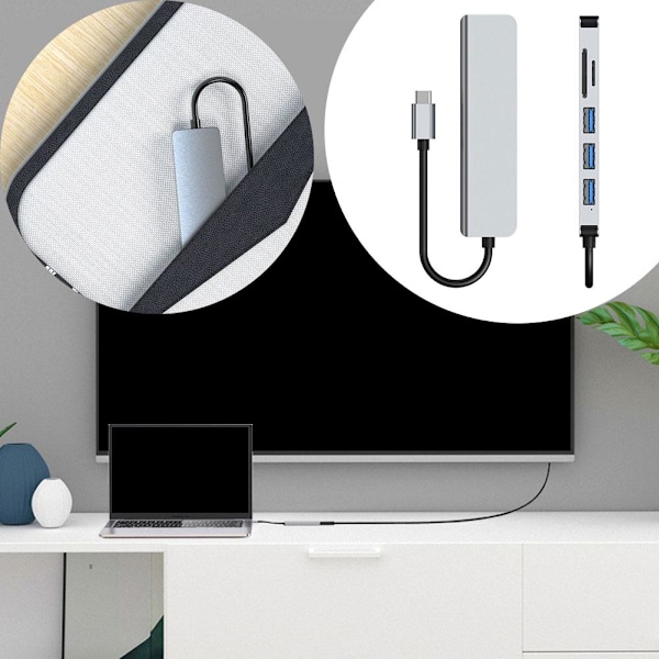 6 i 1 Multi-Port USB C Hub Docking Station 4K Stöds, A3D4 Y2L4 H9W1