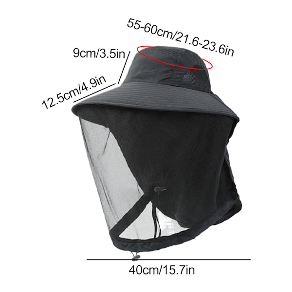 Fiskehatt för utomhusbruk med meshmask, myggsäker, solskydd, ventilerande' Khaki 1pc