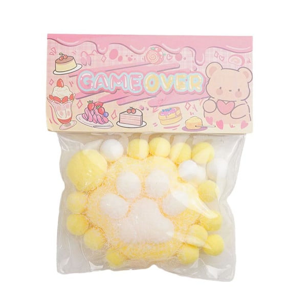 Supermjuk Kattfot Dekompressionsleksak Stor Silikon Flockad Katt  white onesize