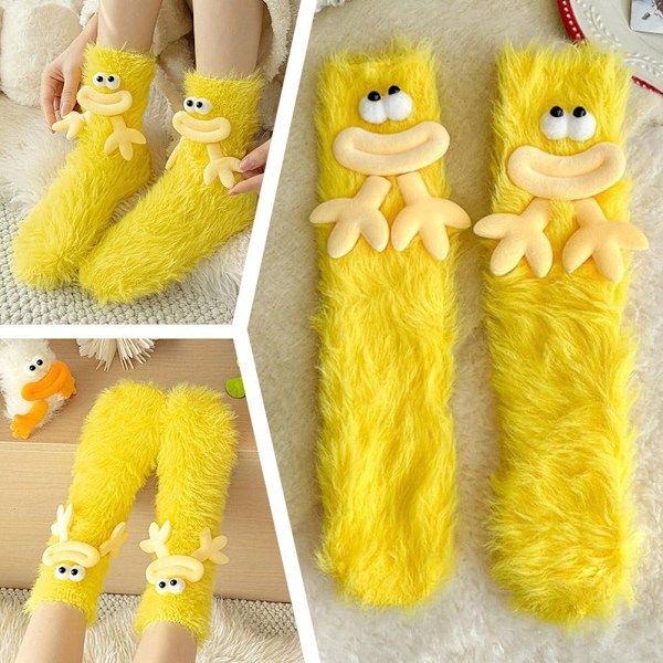 Söta och roliga strumpor Fula mellanhöga strumpor Höst- och strumpor Sovande Vintergolv Y8v6 Yellow One size