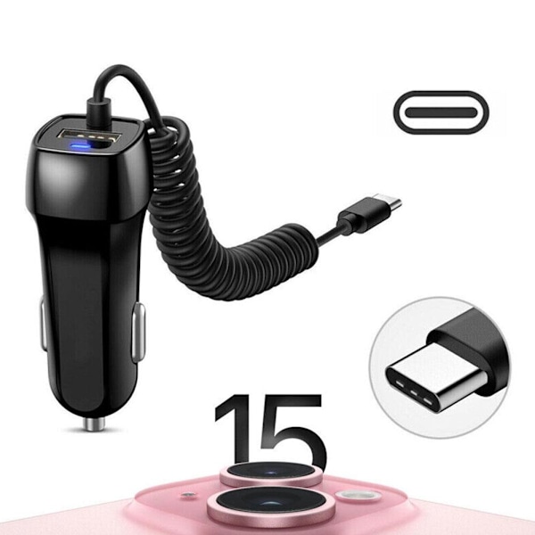 Billaddare Snabbladdare Typ C Micro USB Laddning För iPhone 15 Pro Max /Android
