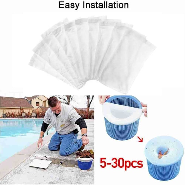 Filterstrumpa Poolskydd Simbassäng Skräp Set Uppblåsbara Skräpskydd K6K9 whiteD 30pcs