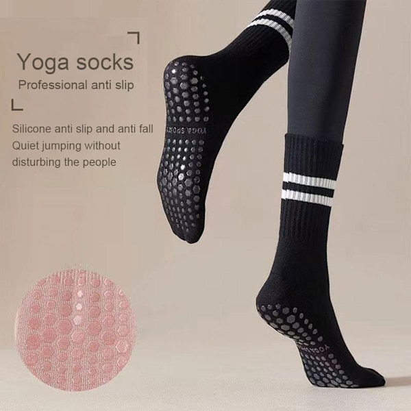 Halkfria Snabbtorkande Strumpor Professionella Halkfria Yogastrumpor Hög Elasticitet Damhoppningsstrumpor grey 35-43EU