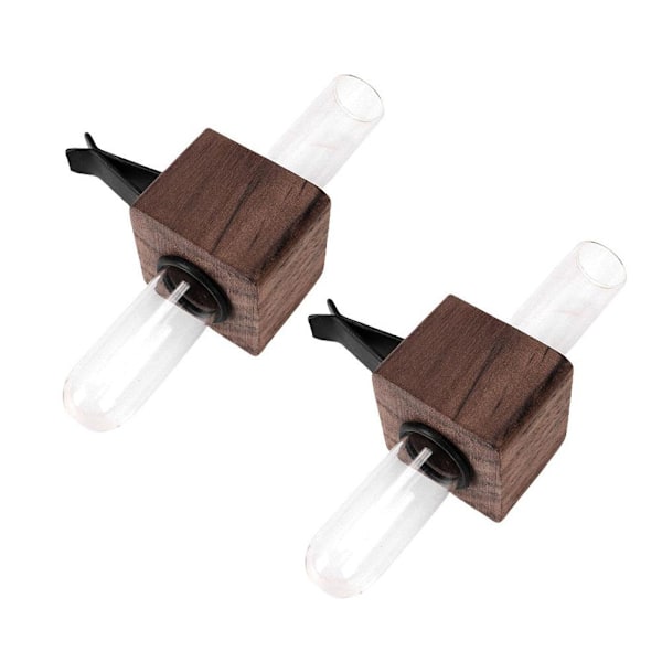 Bil Luftventil Blomvas Klämma, Bil Förökningsvas Ventilklämma, Retro Trästativ Växthållare, Bil Förökningsvas Ventilklämma, Klämmor till Alla Ventiler BrownB Square 2pcs