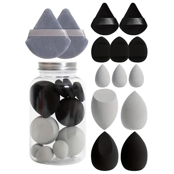 14 st Driftflaska Puff Set Vattendroppe Gourd Diagonal Skuren Puff Smink Ägg Set Black 14pcs