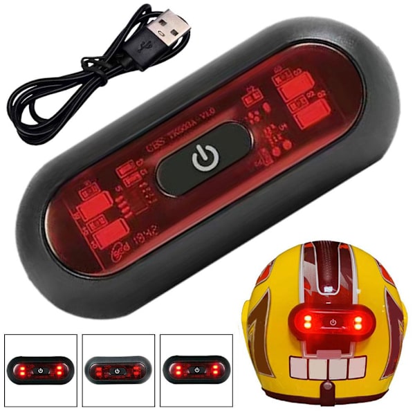Motorcykel Cykelhjälm Nattremsa Säkerhetssignal LED-lampa Laddare USB X6J7
