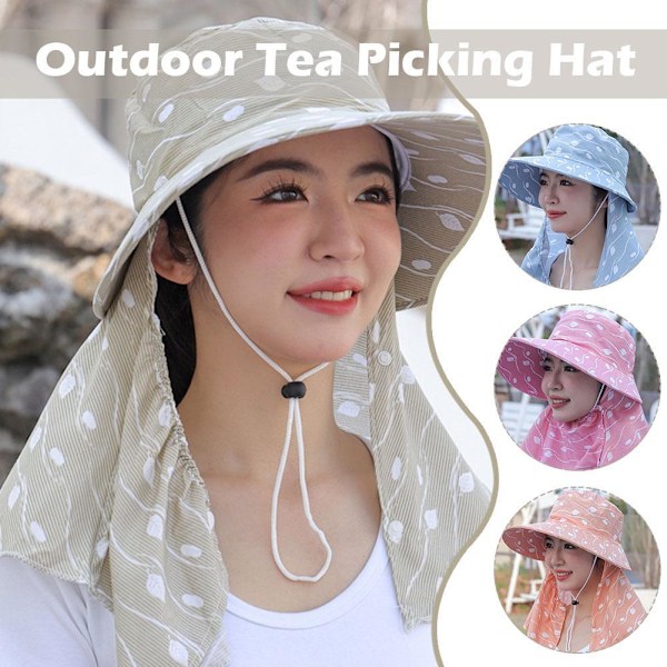 Solhatt UV Solskydd Hatt Trädgård Avtagbar Nacke Ansikte Flik Hatt Keps Ny Q6  blue 1pcs