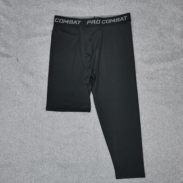 Kompressionsbasketbolltights för män, enbent, kompressionsbyxor, beskurna leggings, sommar GYM-byxor, löparbyxor, träningsbyxor white-left M