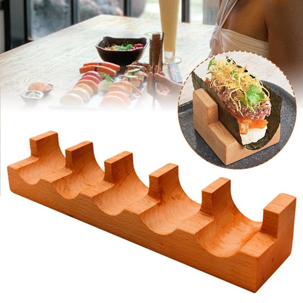 Sushi Taco-hållare i trä, U-formad Sashimi-tallrik, Sushi Hand Roll-hållare Sushi Display Rack Serveringsbricka, Sushi Serveringsbräda Taco Display S three-compartment 1pcs