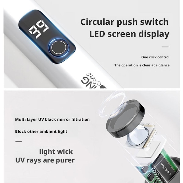 Uppladdningsbar Digital Display Nagel Lampa Led Skärm Uv Nagelmaskin Lampa Ljus Z9n2 Black 1pcs