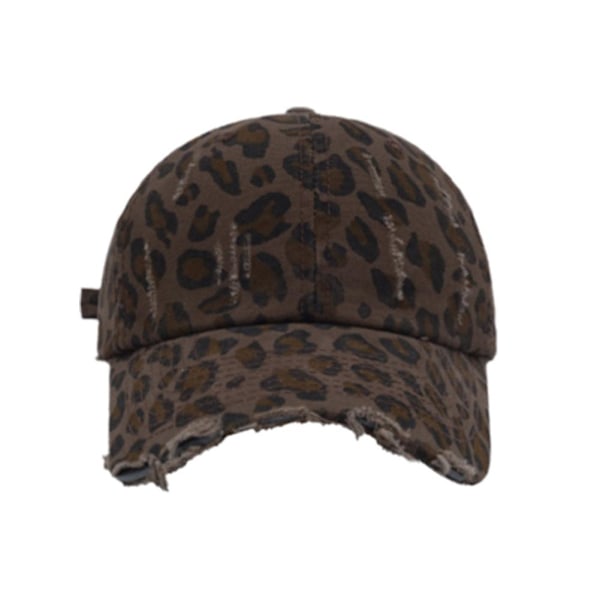 Basebollkeps Leopardmönster Retrostil För Kvinnor Trendig På Stan Cool Personlighet Får Ansiktet Att Se Mindre Ut Spetsig Hatt Solskydd brown One size