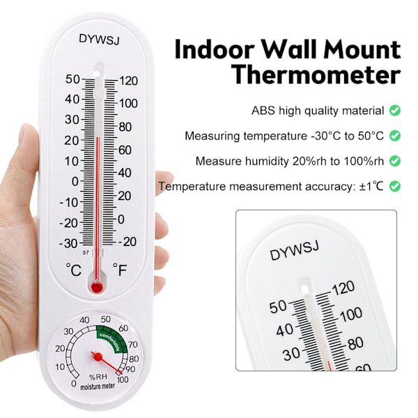 Generisk Inomhus/Utomhus Termometer Hygrometer - Exakt Temperatur- & Fuktighetsmätare för Växthus, Hem, Kontor - Digital Display - Bat