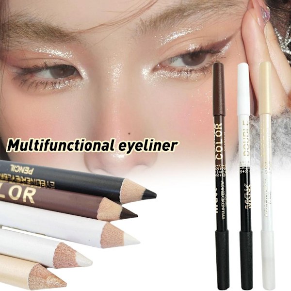 2-i-1 Eyelinerpenna Vattentät Mjuk Långvarig Dubbelanvändning Svart Eyeliner black+white 1.1g