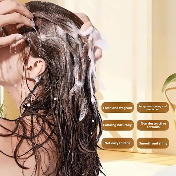 Naturlig Växt Hårfärg 300ml Blommig Bubbel Hårfärg, Ingen Peroxid & Ammoniak V5 black 210ml