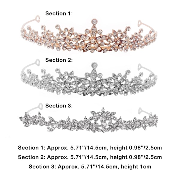 Silver Bridal Tiara med Faux Pearl Crystal och Rhinestone Accen 3 silver