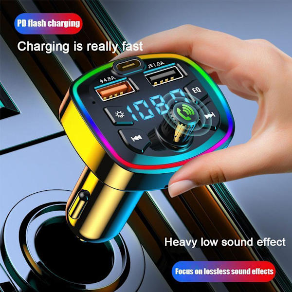 Billaddare FM-sändare Bluetooth 5.0 Handsfree Dubbel True 3.1A Port USB F7E0