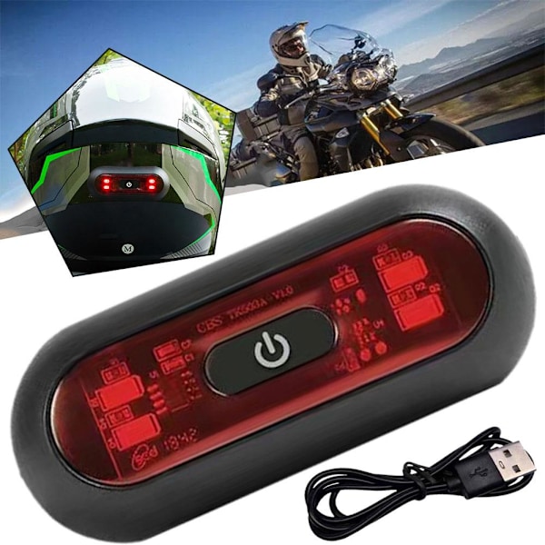 Motorcykel Cykelhjälm Nattremsa Säkerhetssignal LED-lampa Laddare USB X6J7