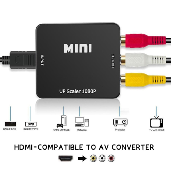 AV Till HDMI-kompatibel Skalare Adapter HD Video Komposit Konverter RCA HOTHOT AV TO HDMI One-size