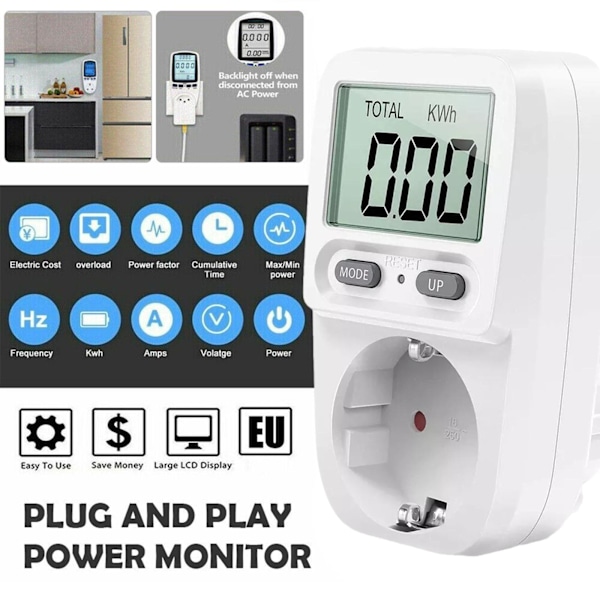 DIGITAL ENERGIFÖRBRUKNINGSMÄTARE & STRÖMFÖRBRUKNINGSRÄKNARE, UPP TILL 3680W V1W8 K4Z0